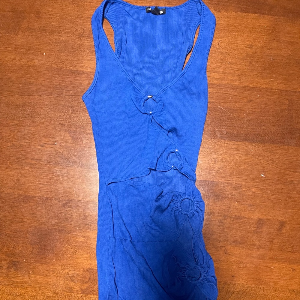 Large, blue, party dress